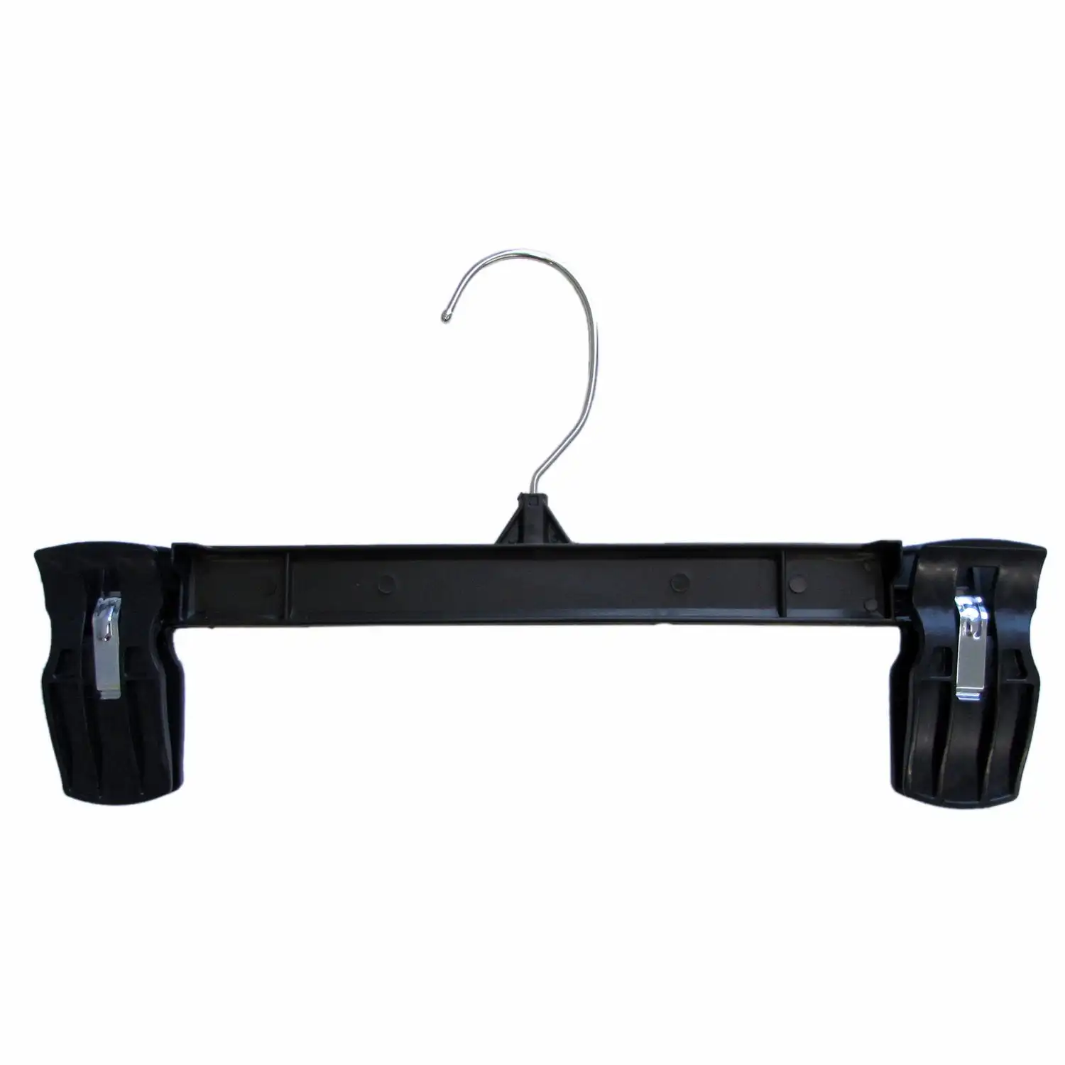 

Recycled Black Heavy Duty Plastic Bottom Hangers with Plastic Extra Long Pinch Clips and Polished Metal Swivel Hooks, 12 英寸,