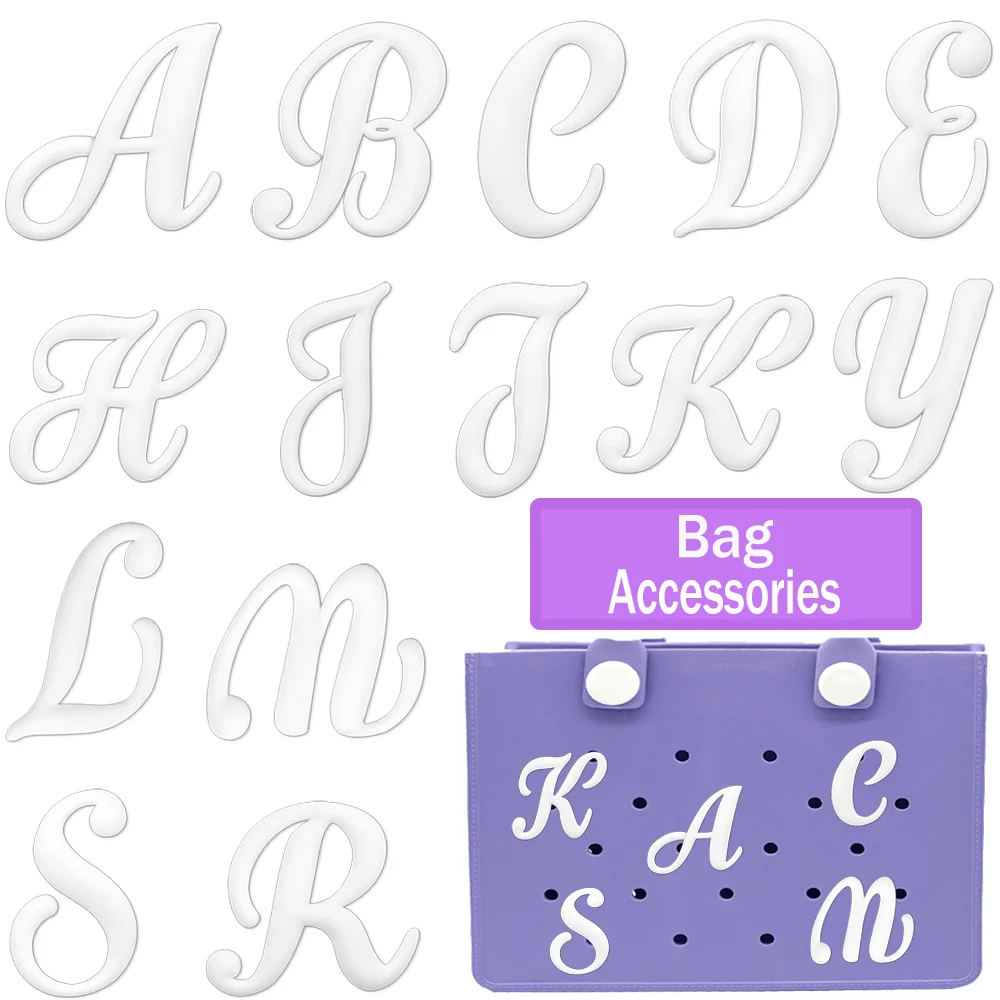 1PCS Classic White Letter Bag Accessories,A-Z Alphabet Pin Charms for Women's Handbags,Tote Bags Decorations Gifts