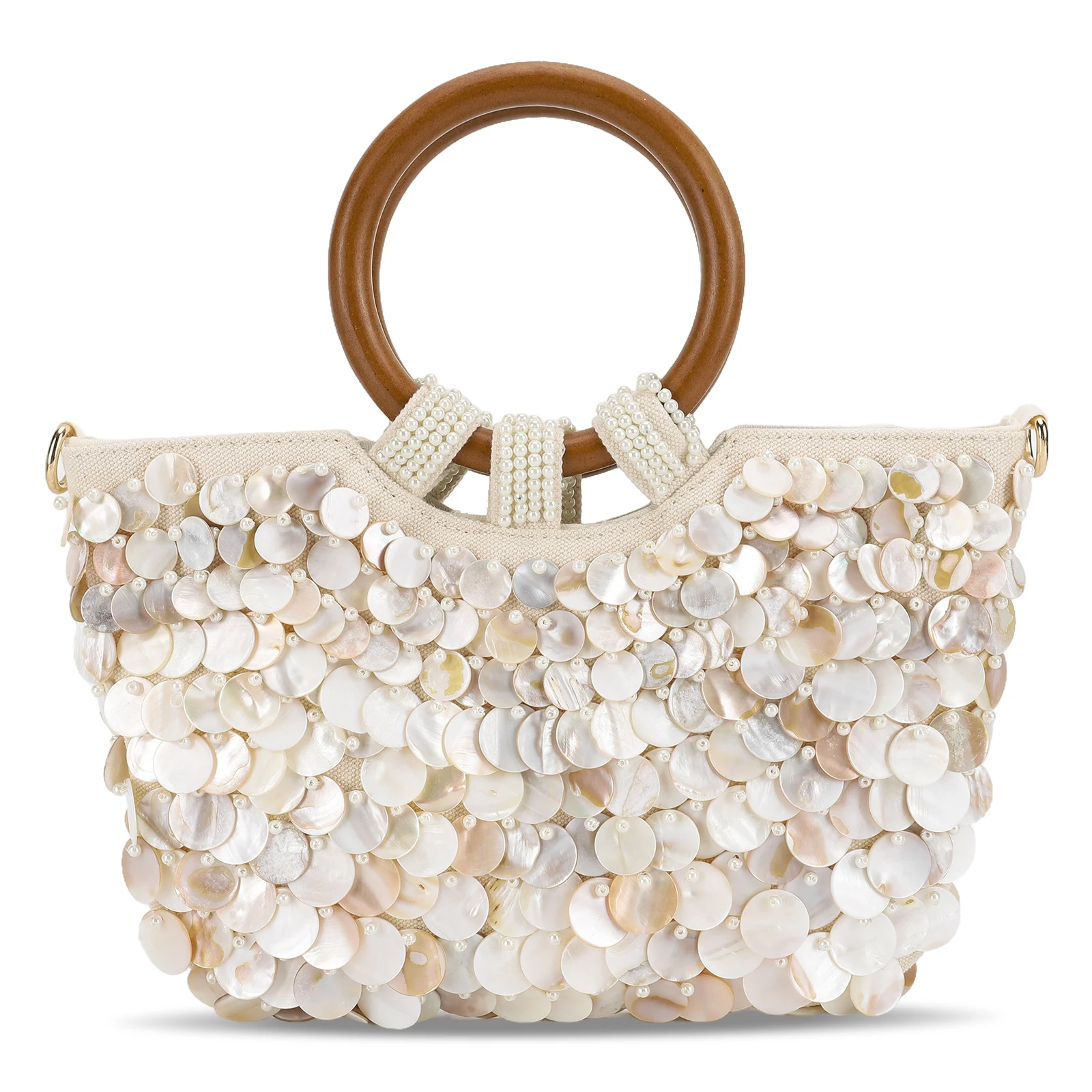 

Elegant Beaded Shell Bag Crossbody Single Shoulder Bag Top Handle Purse Bohemian Handmade Handbag Luxury Designer Evening Bag
