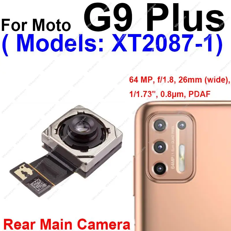 Rear Front Facing Main Camera For Motorola Moto G9 G9 Plus G9 Play G9 Power Small Back Camera Module Reapir Parts