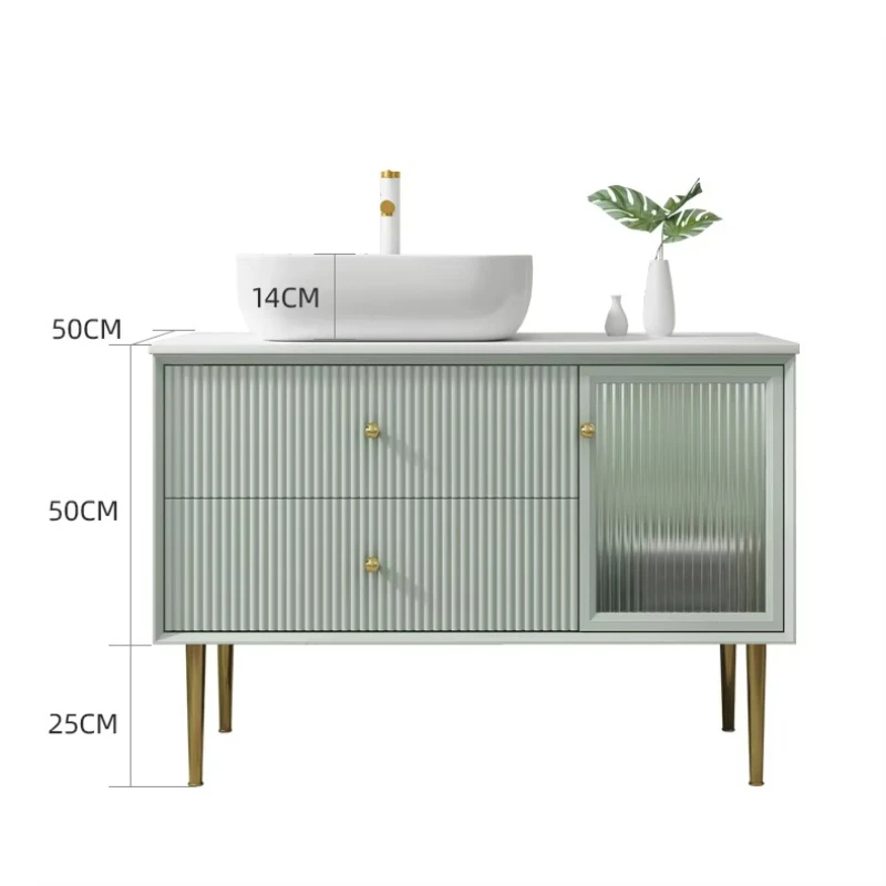 

Custom modern rectangular single sink floor-to-ceiling bathroom cabinet classic smart mirror with countertop