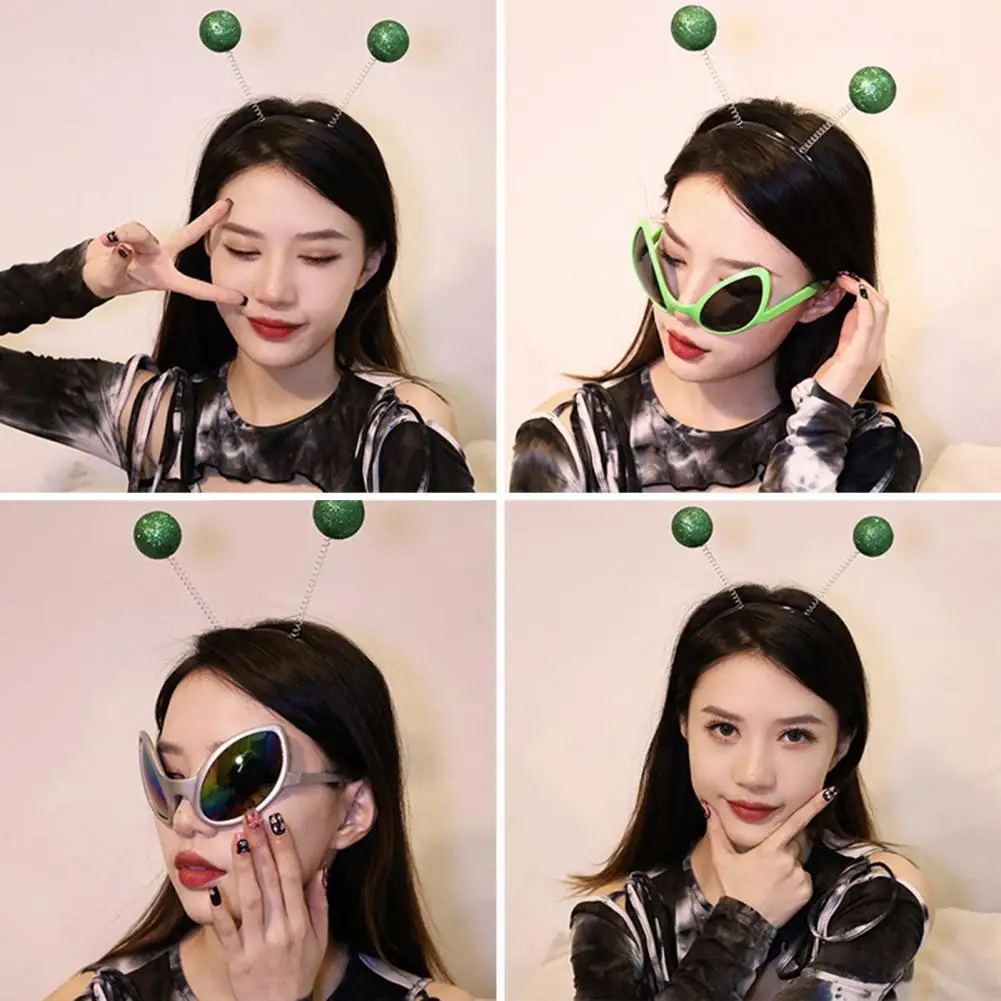 Outer Space Themed Party Accessories Glasses for Adults Antenna Funny Headband Green Fly Glasses Halloween Dressing for Adults