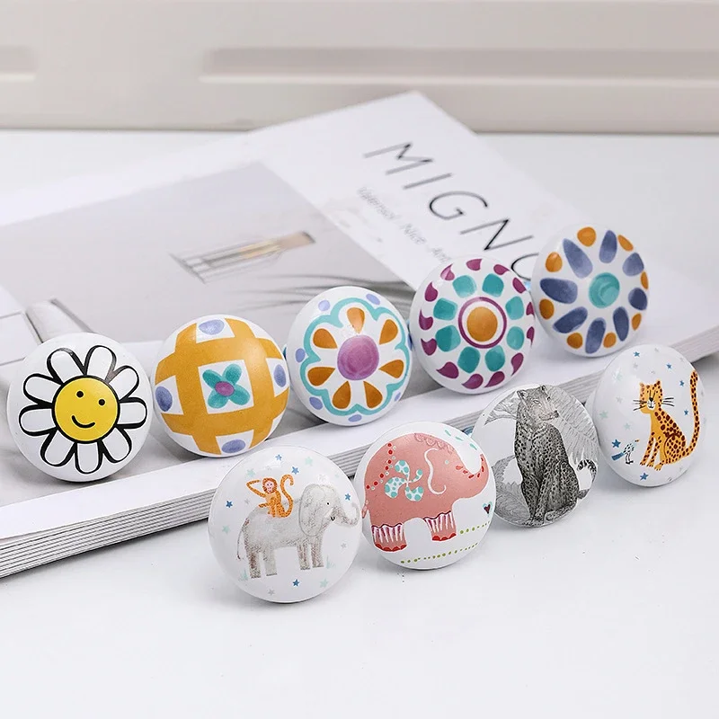 One Piece Vintage Ceramic Door Knobs for Cabinet Drawer, Closet Cupboard Wardrobe Furniture Door Pull Handle