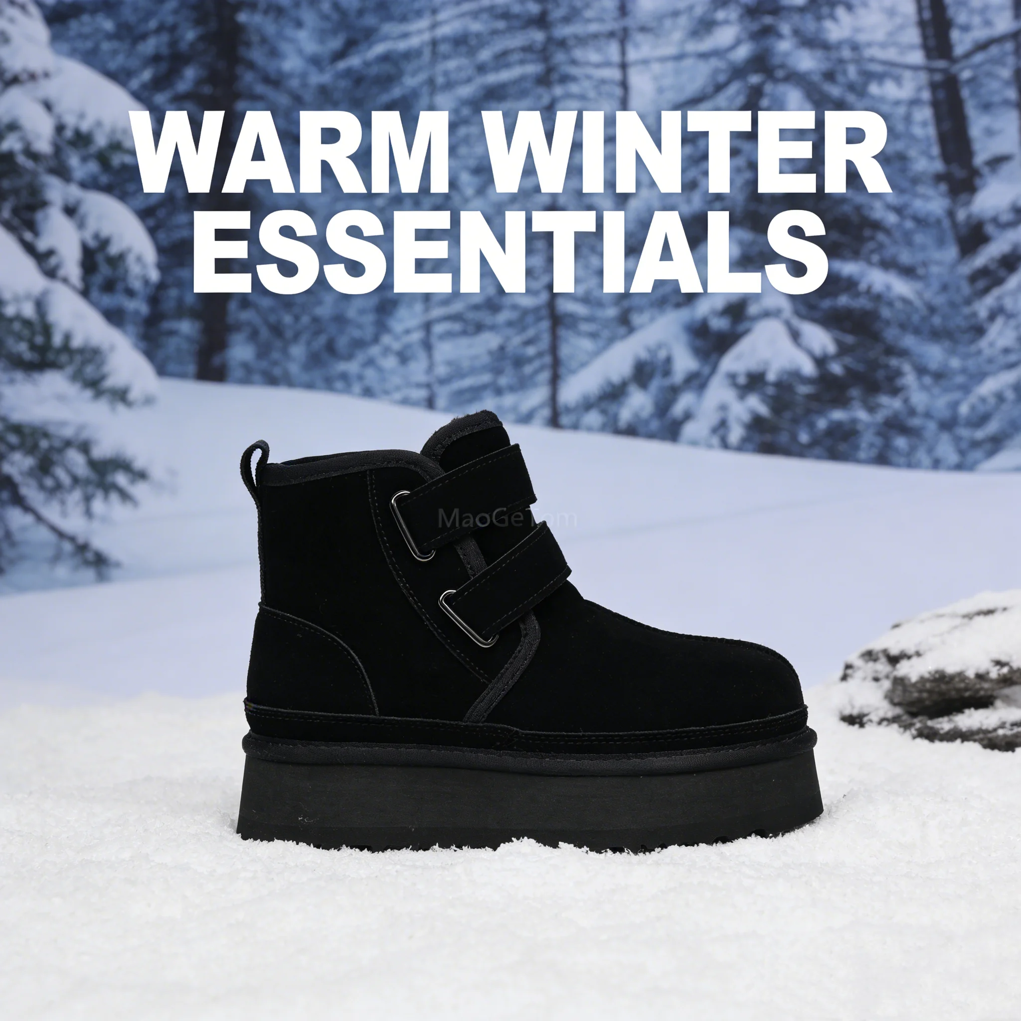 أحذية شتوية أصلية فاخرة من العلامة التجارية الفيلكرو أحذية كاحل قطيفة للنساء أحذية قطنية دافئة سهلة الارتداء بتصميم أسترالي أحذية بمقدمة مستديرة #4