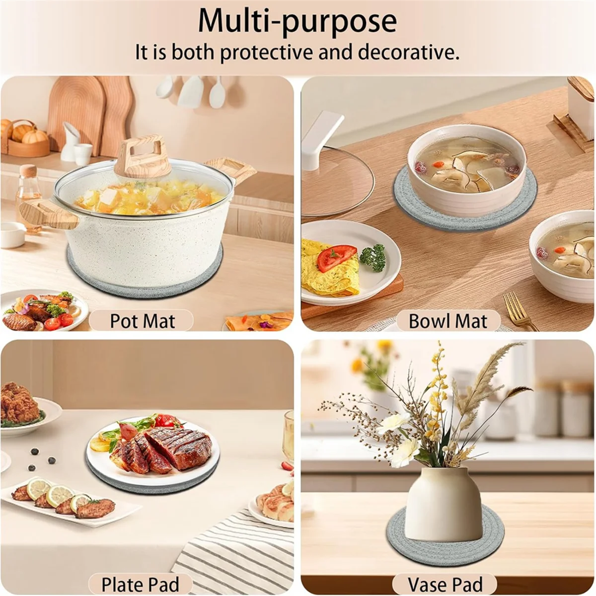 A72P 4PCS Podkładki pod gorące naczynia 7 cali Podkładki pod gorące naczynia Podkładki pod gorące naczynia do blatów kuchennych Mata izolacyjna na stół