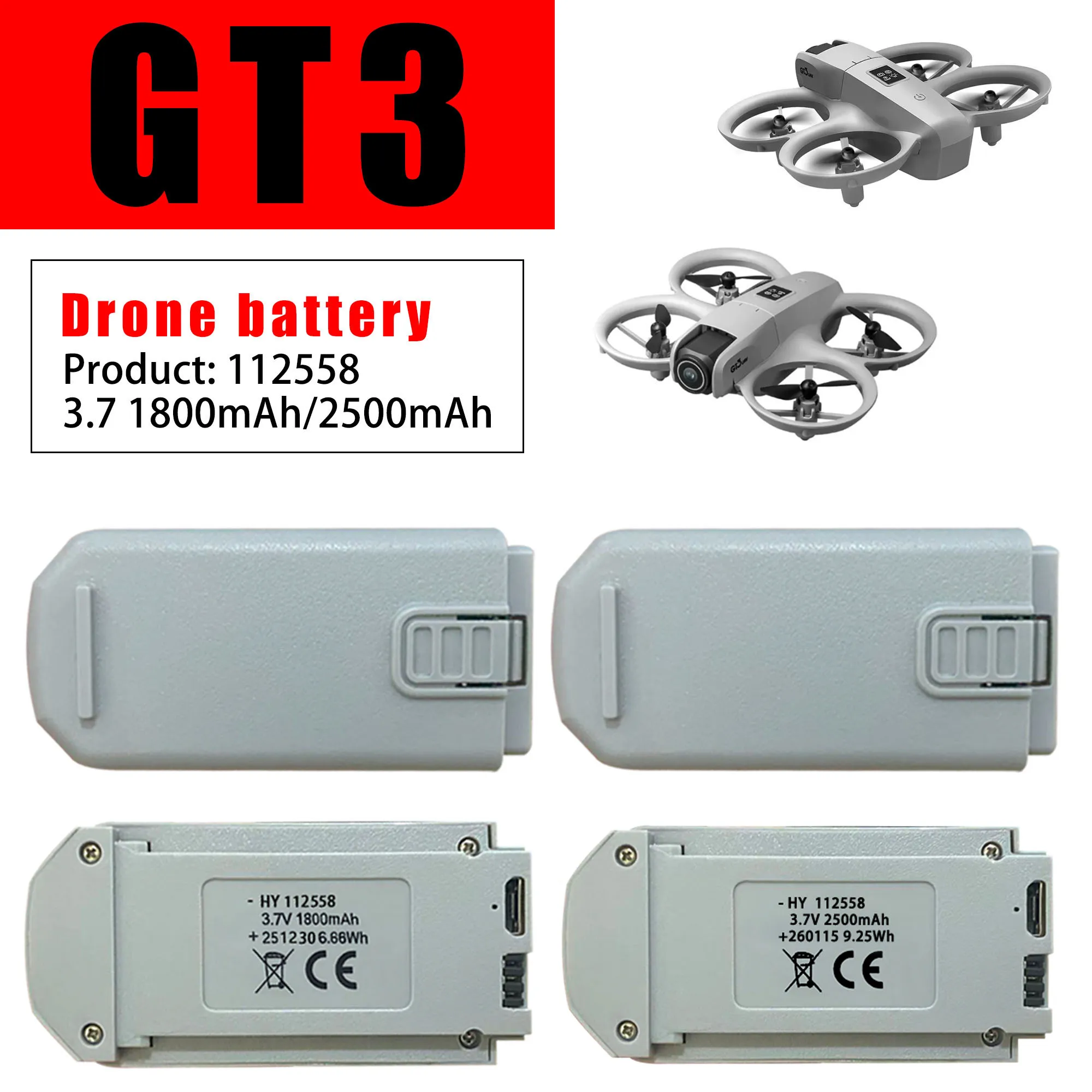 GT3 Drone Original Battery Charger 3.7V 1800/2500mAh High Rate Battery Compatible