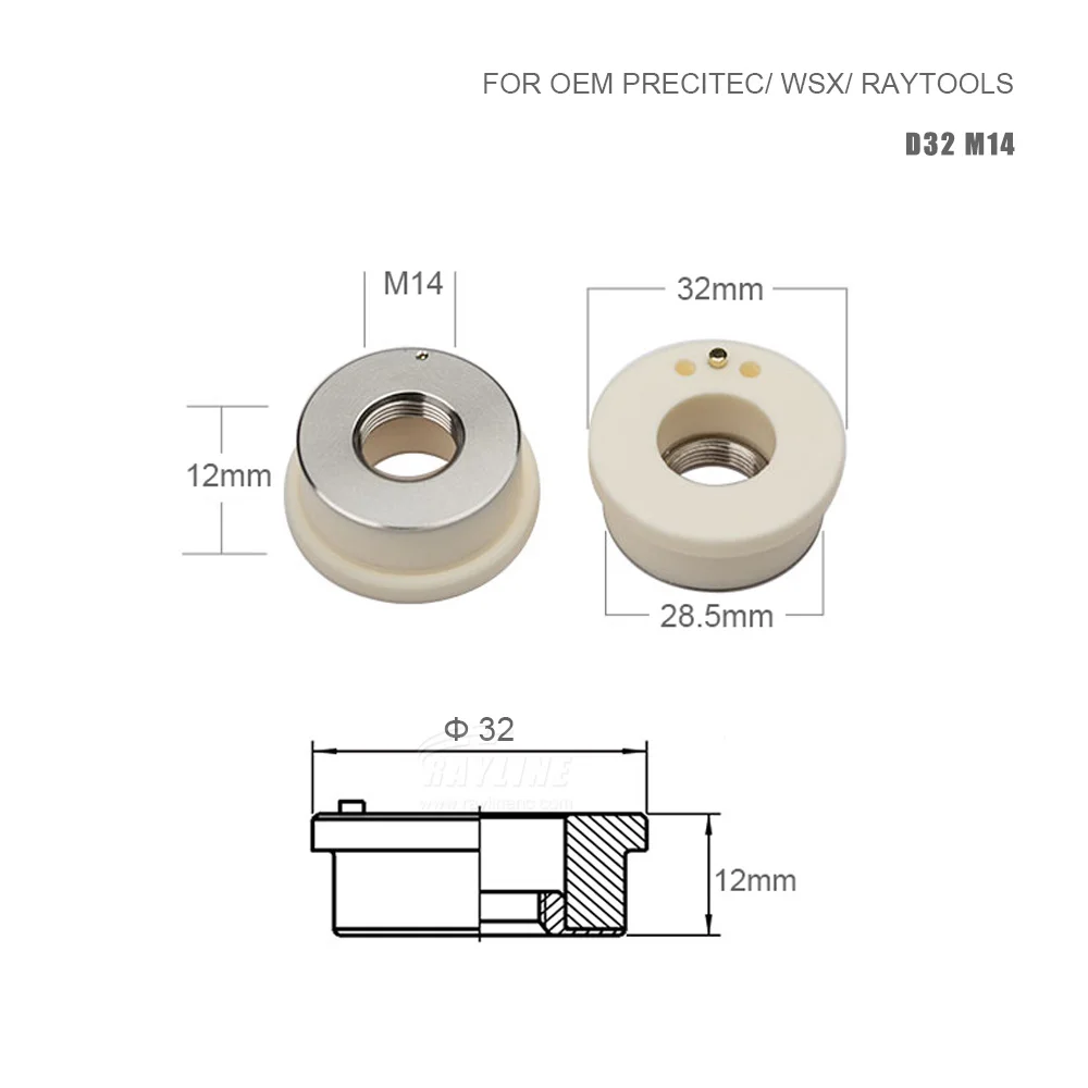 Raytools Optic Ceramic Body Cutting Head Accessories Laser Cutting Ceramic Ring Fiber With Stable Signal Nozzle Connector D32