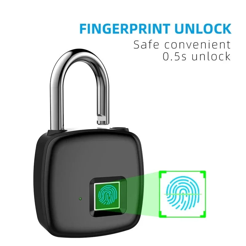 Tuya Fingerprint Padlock Bluetooth Smart Keyless Lock Mini Portable Biometric Padlock with USB Charging For Locker Luggage Gym