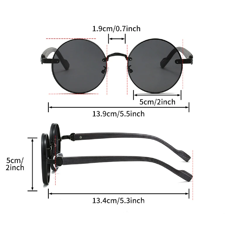 KAMMPT Vintage Round Sunglasses 2024 Fashion Classic Gradient Outdoor Shades Trendy Luxury Brand Designer Metal Rim Sun Glasses