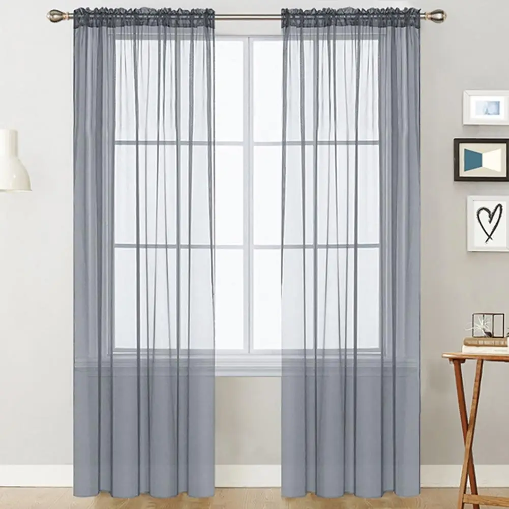 Window Tulle Smoother Sheer Curtains Pastoral Style Window Sheer Curtains Set of 2 Translucent for Home for Breathable