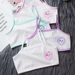 4pcs/set Lace Cotton Young Girls Training Bra Kids Vest Teens Teenage Underwear Children Bras for 8 9 10 11 12 13 14 Years Old