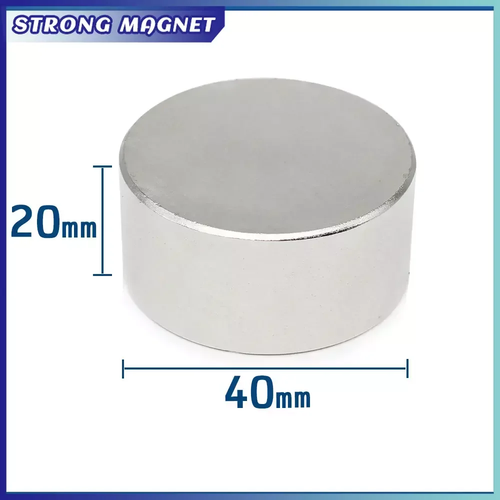 1/2PCS 40x20 mm Thick Rare Earth Neodymium Magnet 40x20mm Big Strong Round Magnets N35 Permanent Disc Search Magnet 40*20