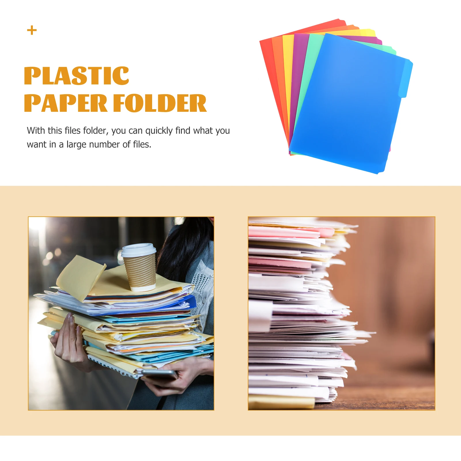 

6pcs A4 Plastic File Folder Testing Paper ganizer Document Storage Supplies Menu Profile Holder for Files