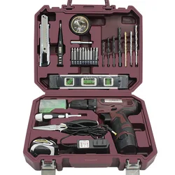 Household electric screwdriver toolbox set 12V lithium drill household hardware combination set