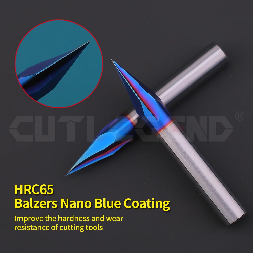 HRC65 Chamfer Milling Cutter Carbide 3-12mm diameter 30 Degree Chamfering Mill Deburring Edges V Grove Router Nano Blue Coating