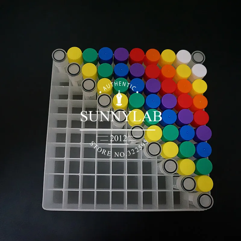 100 Pieces Plastic 1.8ml Freezing Tube + One Piece 100 Vents Plastic Freezing Tube Storage Box For Experiment