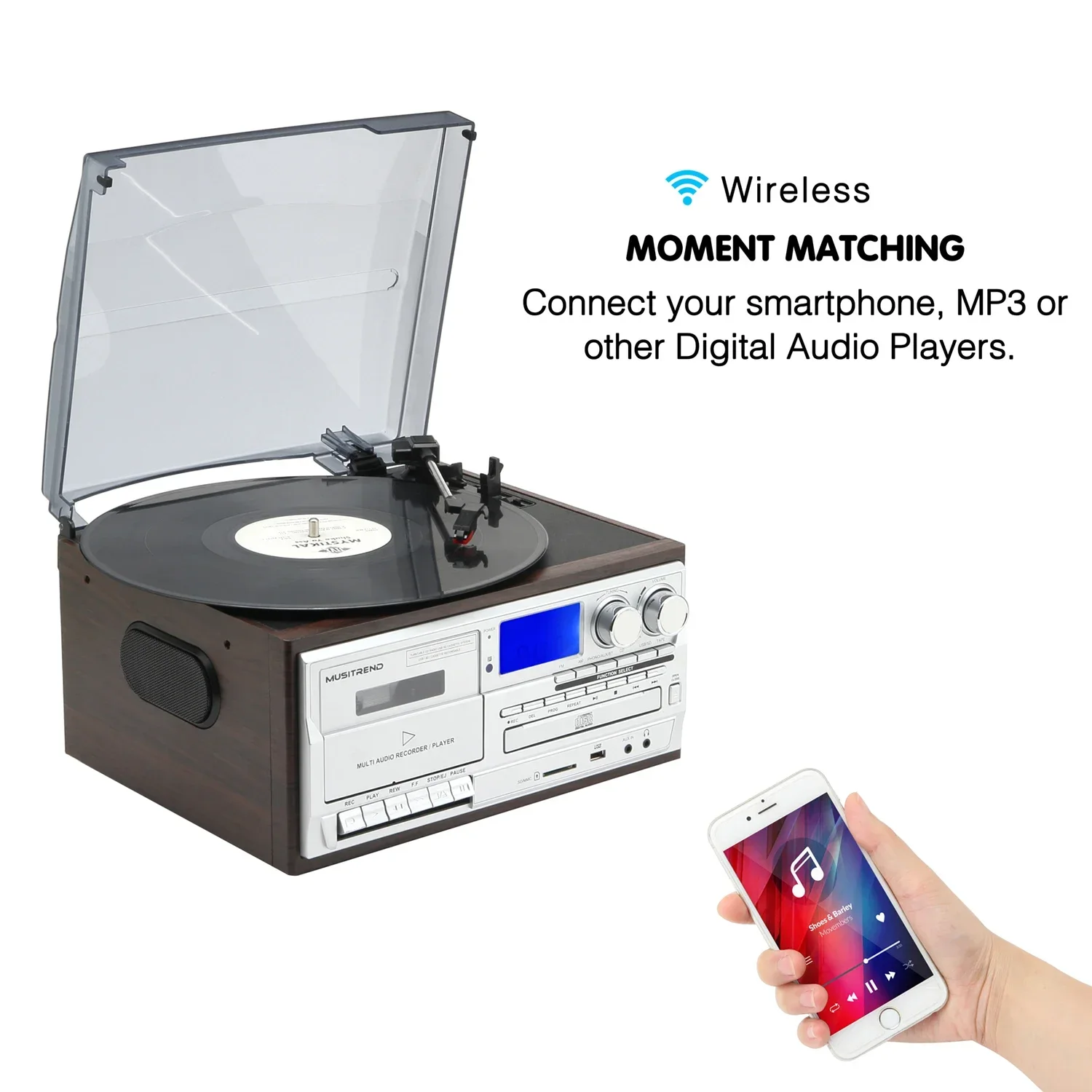 YYHC-High end multiple retro all in one turntable music center usb cd cassette player for sale