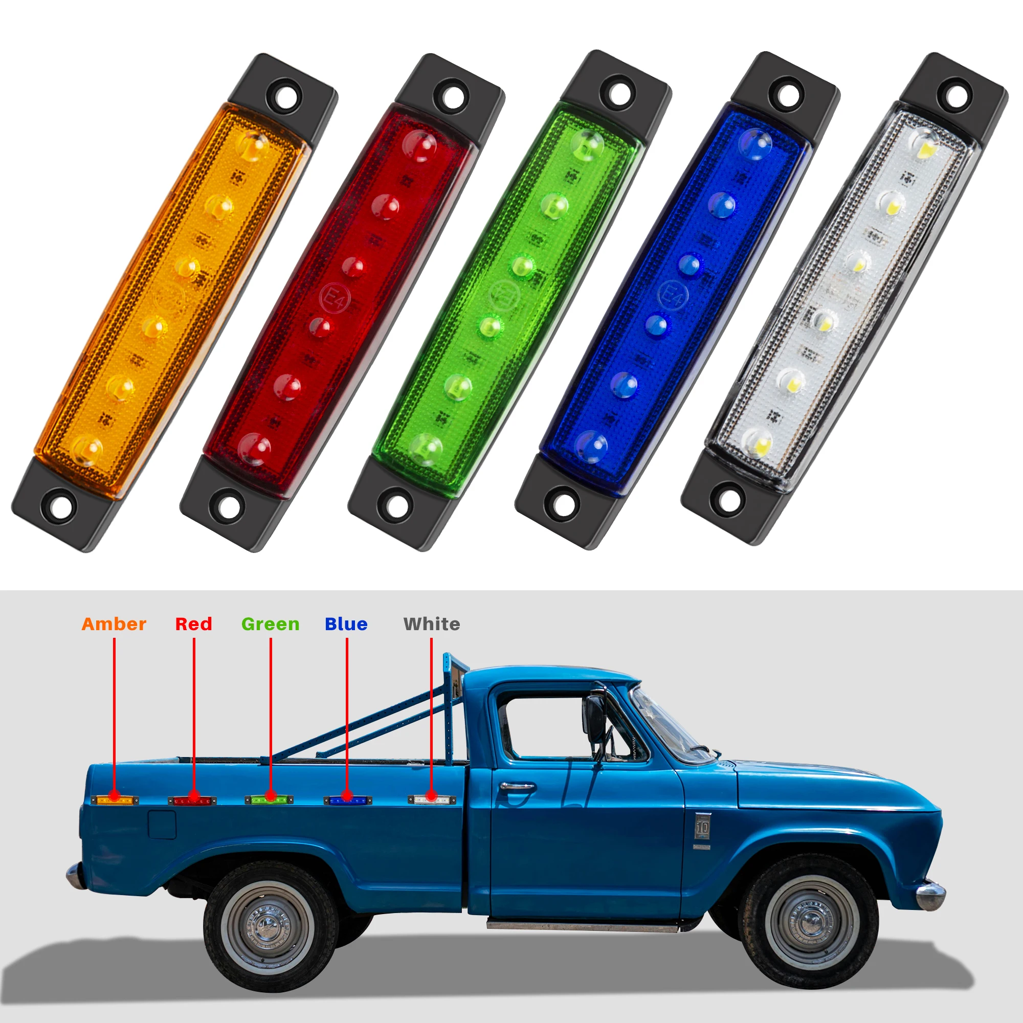 أضواء مؤشر جانبية LED ، مصابيح سيارة ، أمامية ، خلفية للشاحنات ، كابينة ، مقطورة RV ، العنبر ، أحمر ، أبيض ، أخضر ، أزرق ، 12 فولت-24 فولت ، 20