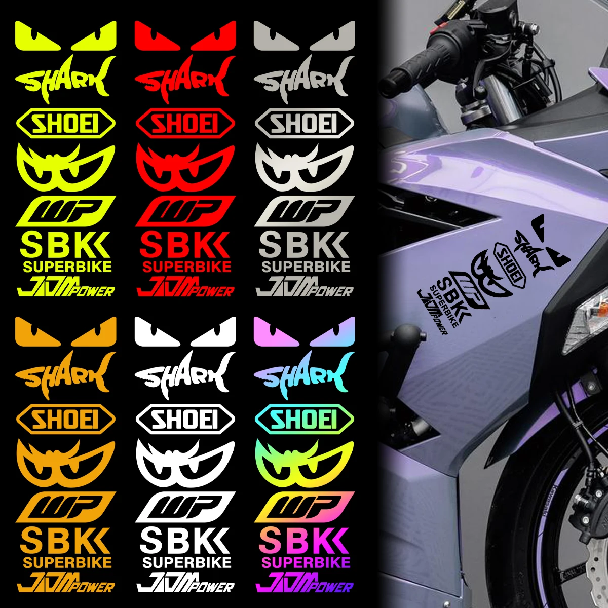 Racing Sponsor Reflective Motorcycle Stickers Decor Moto Body Fuel Tank Fender Helmet Decals Accessories For Kawasaki Yamaha BMW