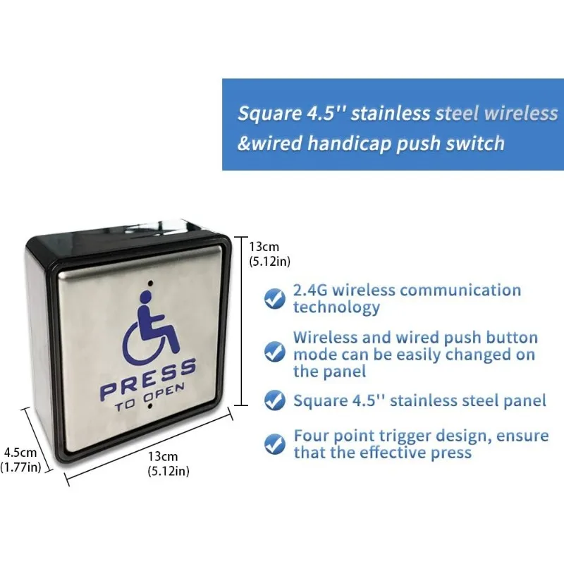 Automatic Double Door Operator Push Button,Parameters Adjustable   Automatic Swing Door,Max Loading Door Weight-264lbs