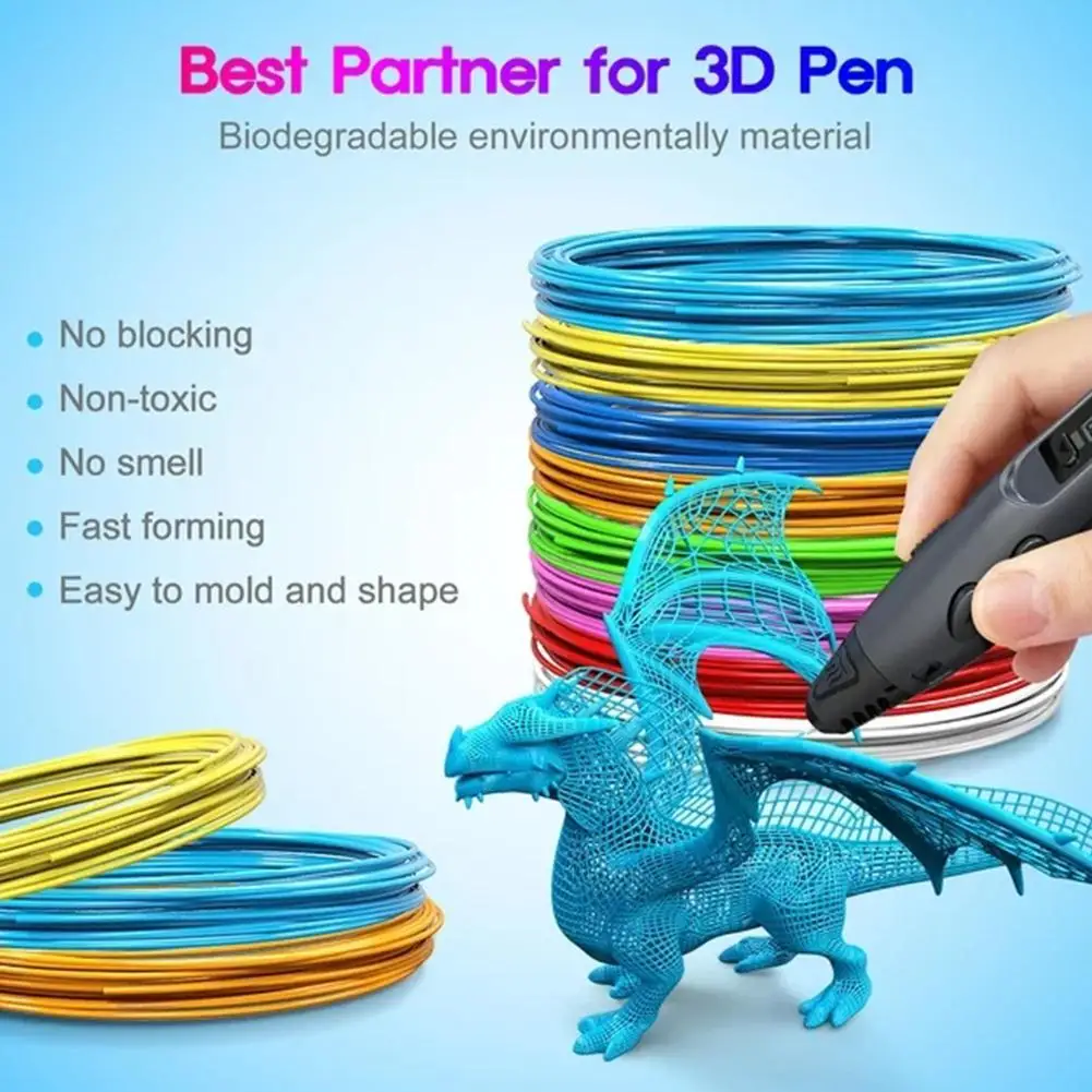 PLA 3D Printing Pen Consumables Colored Odorless Safety Plastic Filament Diameter 1.75mm For 3D Printing Pen