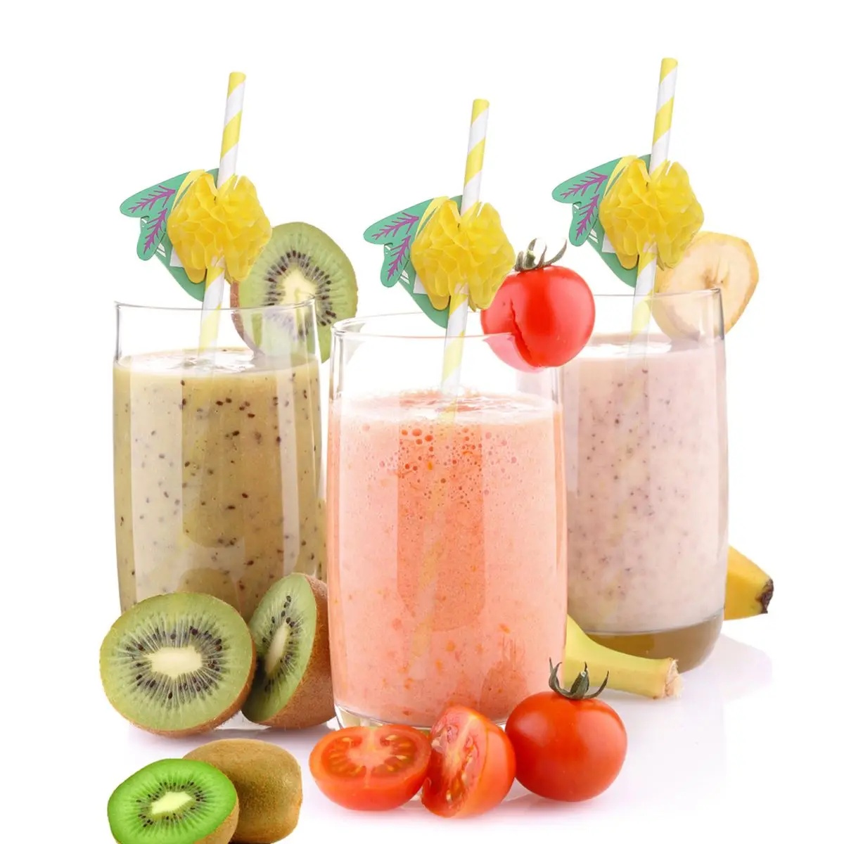 

25 Pcs Lemon Straws Disposable Fruit Design Drinking Pipettes for Bubble Tea Coffee Smoothies Party Kitchen Bar