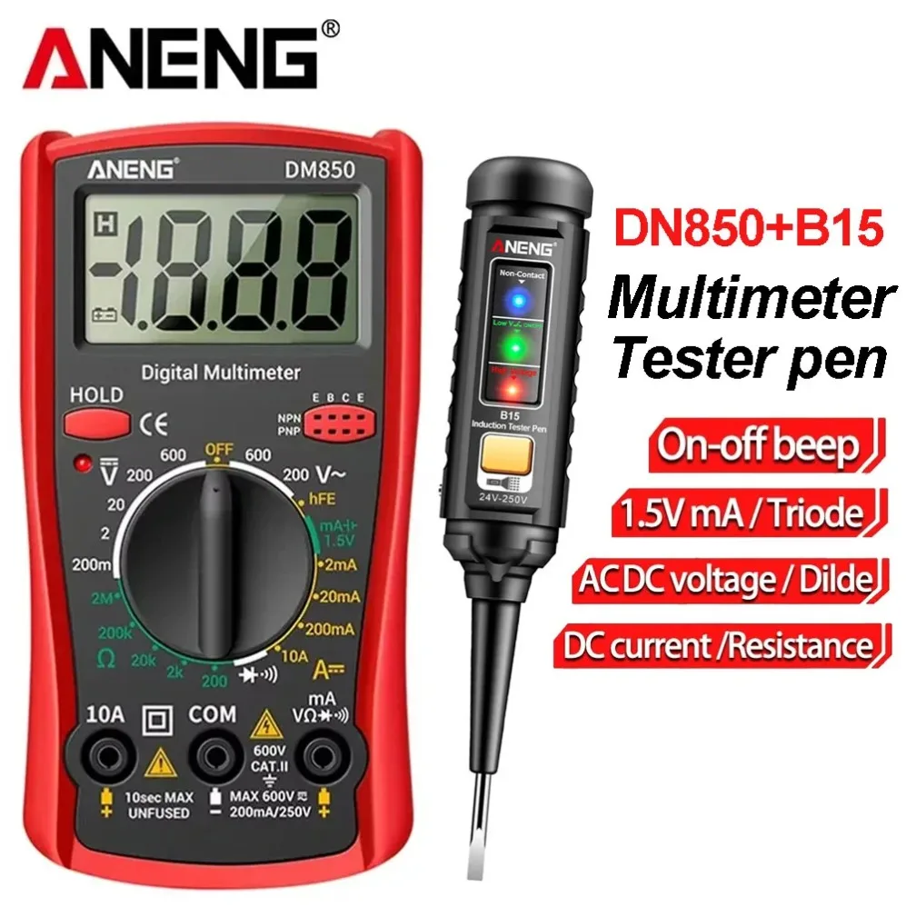 

ANENG DM850+b15 Digital Multimeter tester Pen Screwdriver kit 1999 Counts AC/DC Votage Ohm Current Detector Electrician Tools