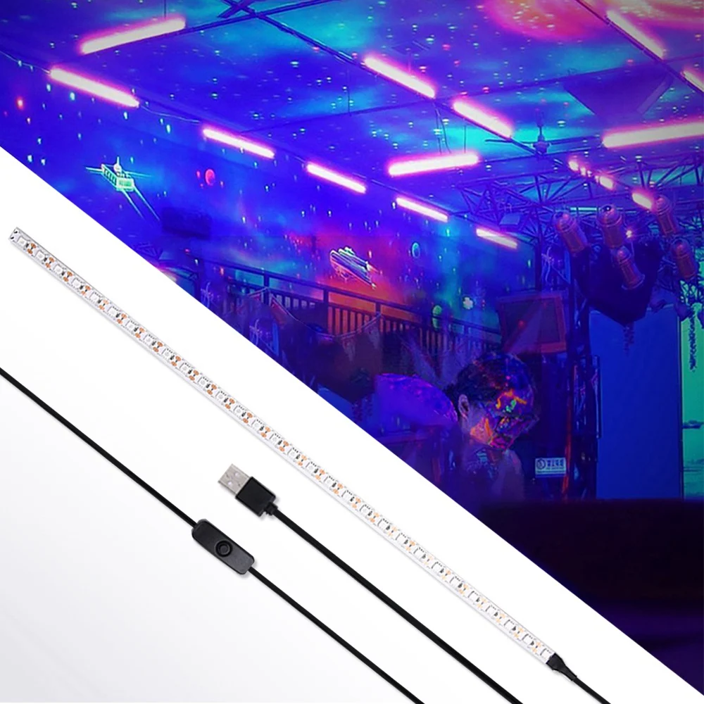 Imagem -02 - Desinfecção Germicida uv Light Bar 5v Lâmpada Bactericida Tiras de Luz de Ácaros Fita Led 100x1cm