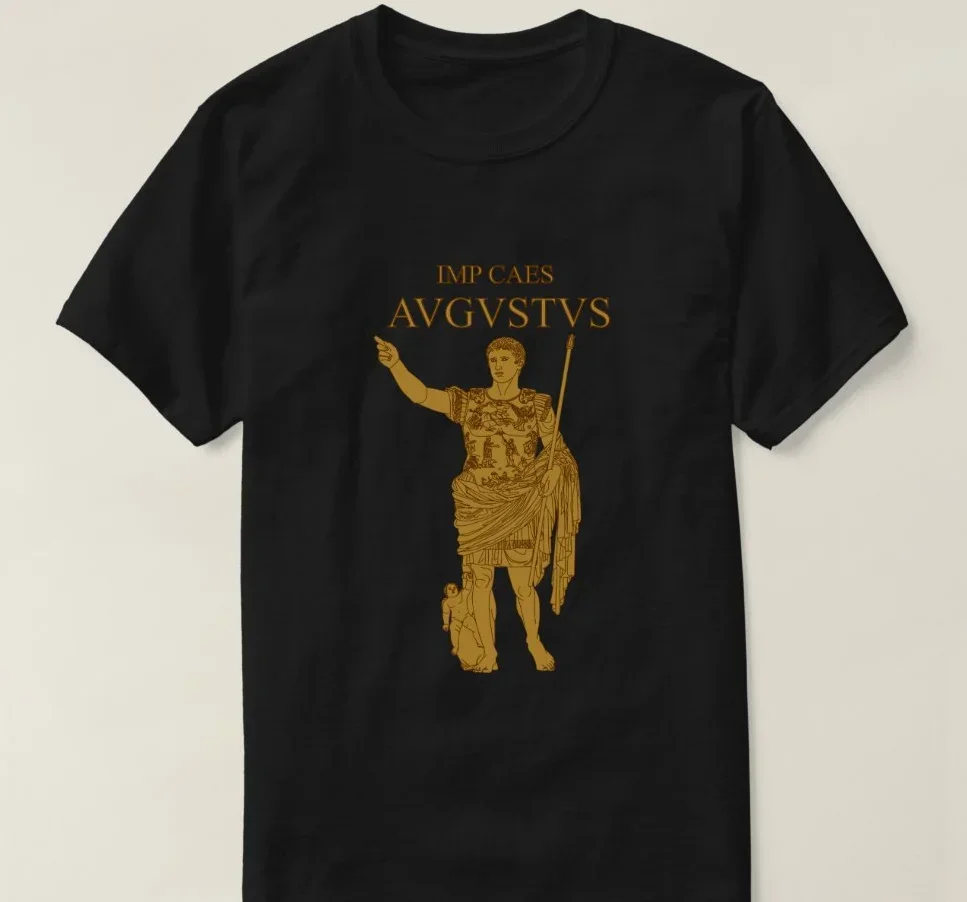 The Famous Roman Emperor Augustus Statue T-Shirt 100% Cotton O-Neck Summer Short Sleeve Casual Mens T-shirt Size S-3XL