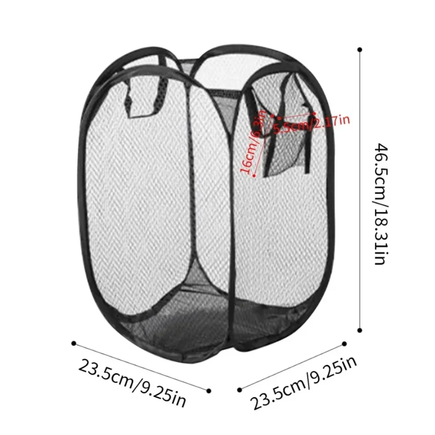 Picture 7: Portable Mesh Pop Up Laundry Hamper Wide Opening Breathable Collapsible Space-Saving Laundry Basket Dorm Travel Bathroom Items