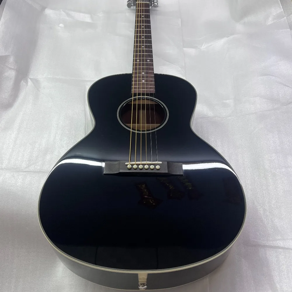 6 Strings Black Acoustic Guitar Rosewood Fingerboard with Mahogany Back/side 6 Strings 20 Frets