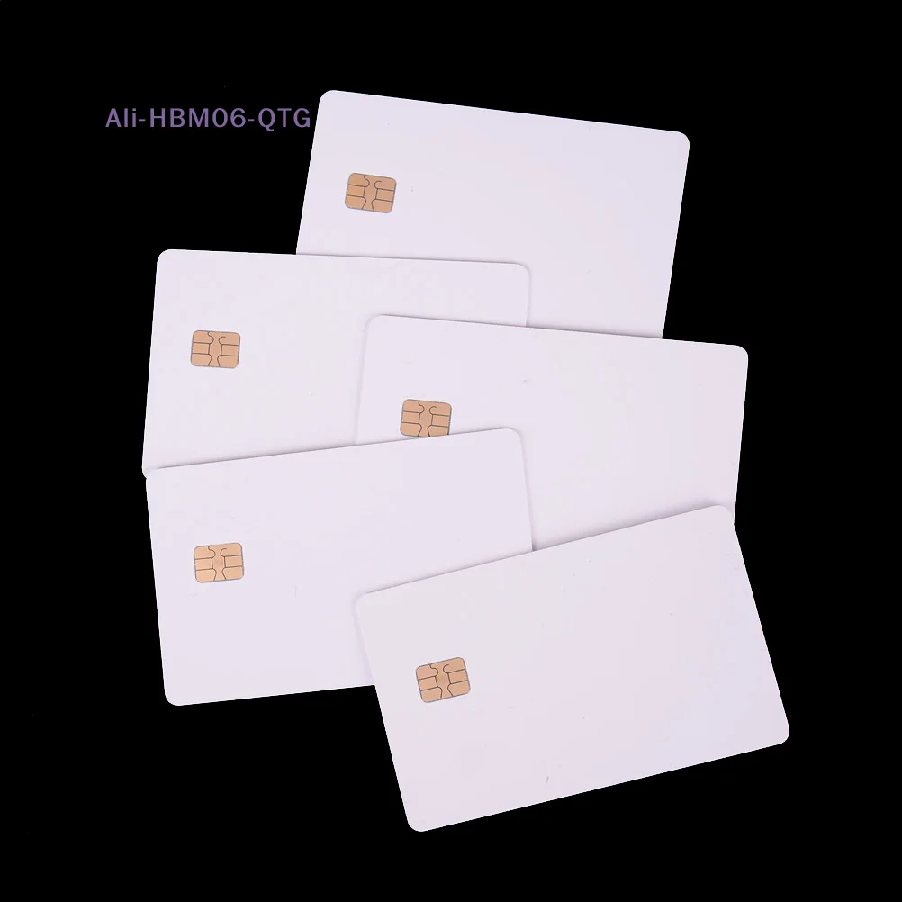 

[New] Hot! 5Pcs White Contact Sle4428 Chip Smart IC Blank PVC Card With SLE4442 Chip Blank Smart Card Contact IC Card