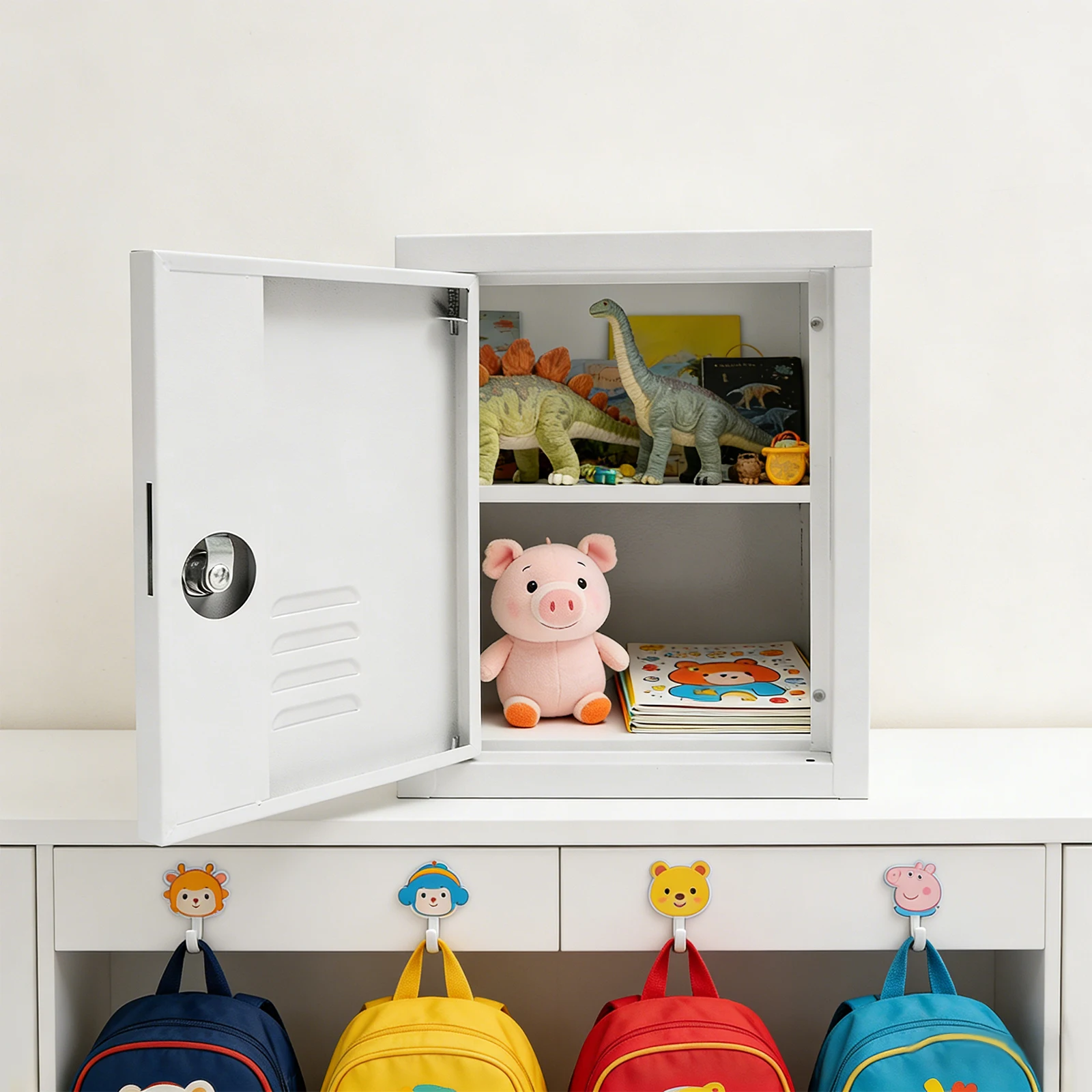 Grey White Cold-rolled Steel Storage Cabinet, Lockable Storage Cabinet, Free Standing Small Storage Cabinet