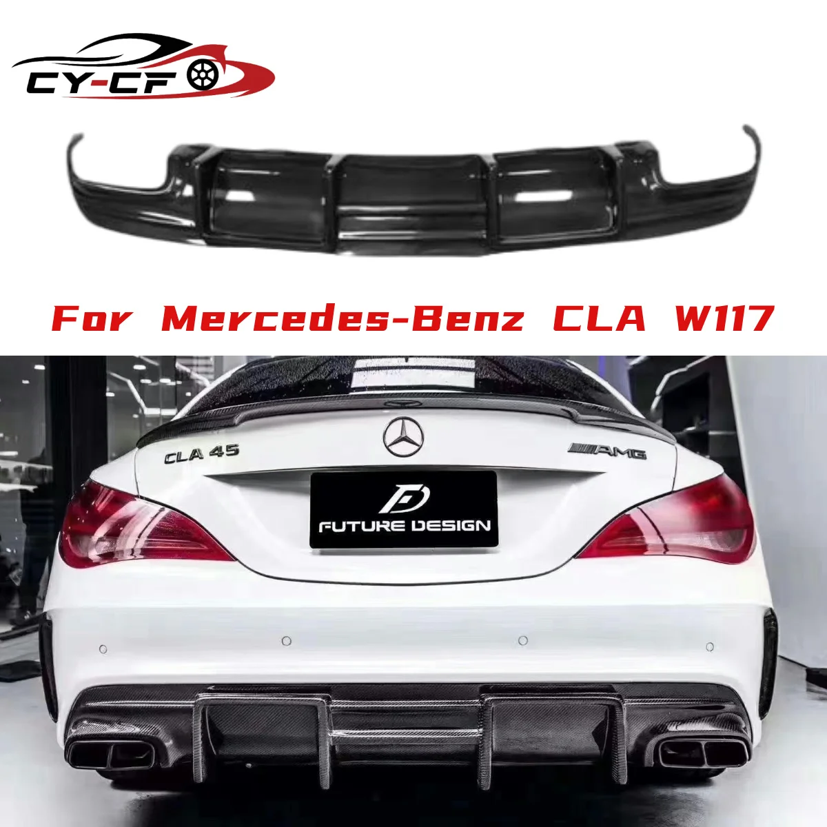 

Carbon Fiber Car Rear Bumper Lip Diffuser For Mercedes Benz CLA Class W117 CLA45 2016-2018 Car Styling FRP Black Rear Lip