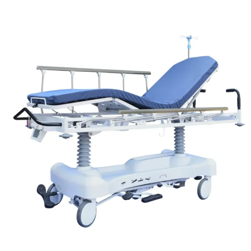Hospital Furniture Emergency Patient Transfer Hydraulic Trolley Ambulance Bed Cart with Medical Weighing Feature