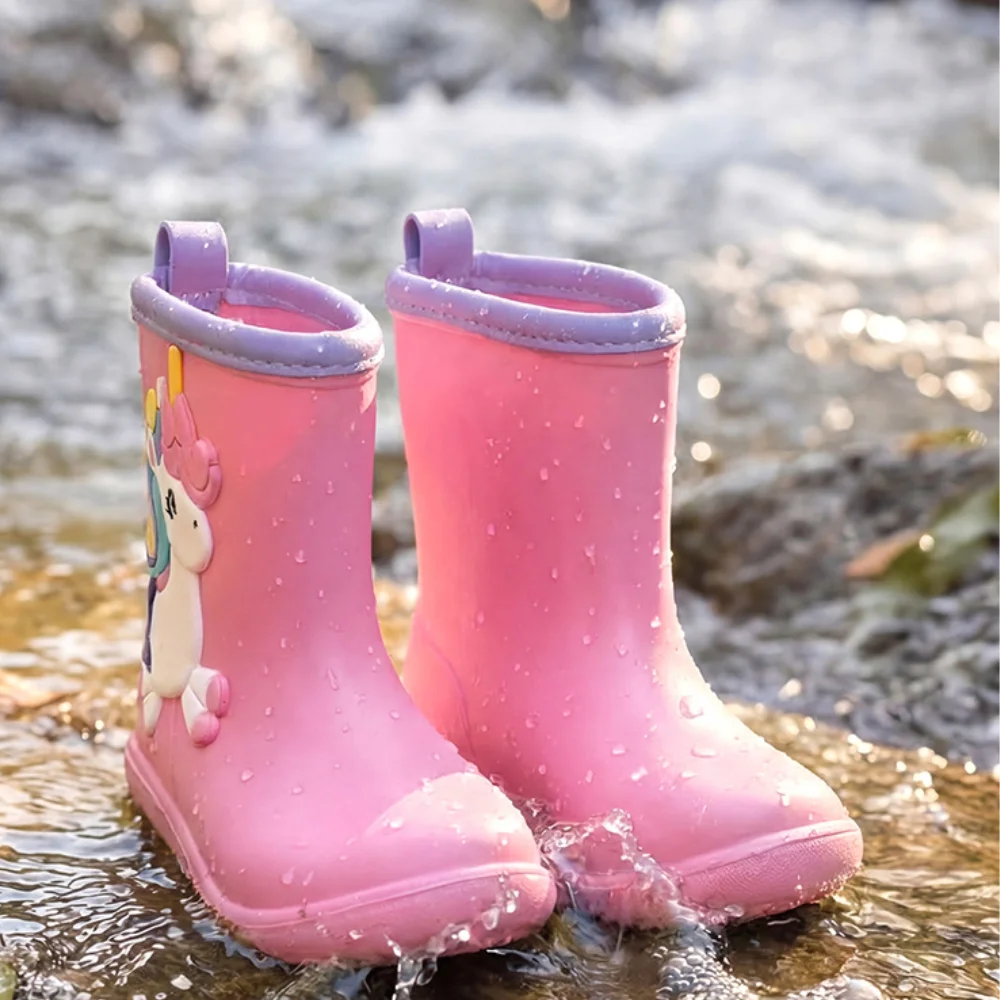 

Cartoon Unicorn Dinosaur Girls' Rain Boots Rain Boots Boys' Waterproof Footwear, Student for Snowmelt Season Stream Trekking EVA
