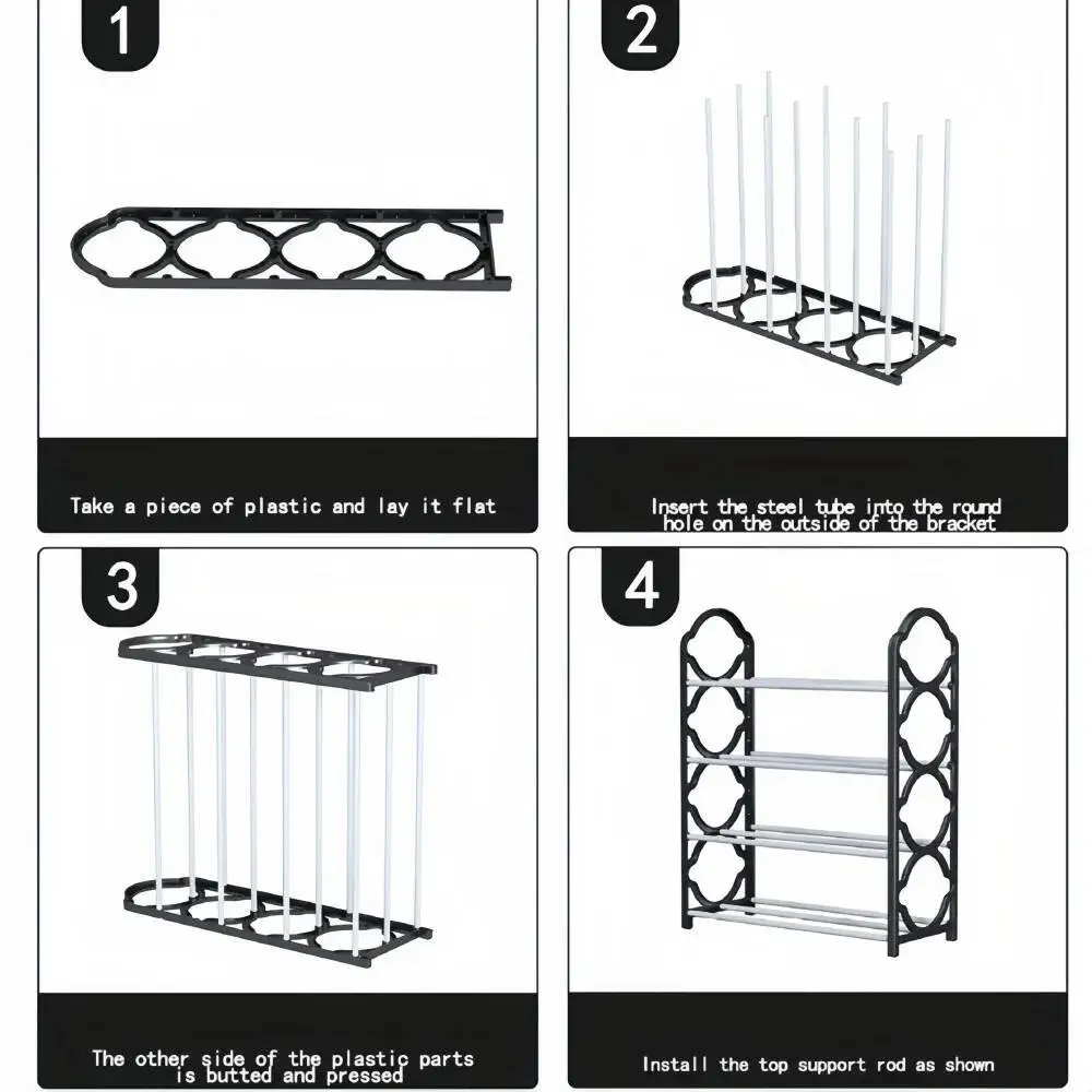 منظم قائم بذاته متعدد الوظائف مكون من 4 طبقات، رف تخزين أحذية خزانة الملابس قائم على الأرض، سهل التجميع، موفر للمساحة،