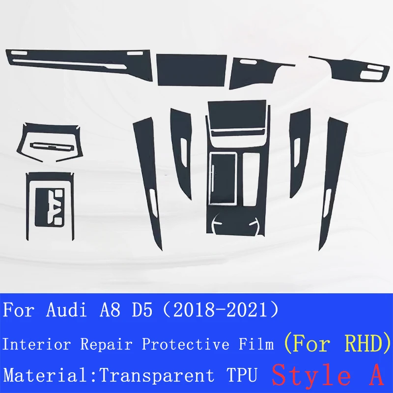 Para Audi A8 D5(2018-2021) consola central Interior de coche película protectora transparente de TPU antiarañazos pegatina de coche accesorios Refit