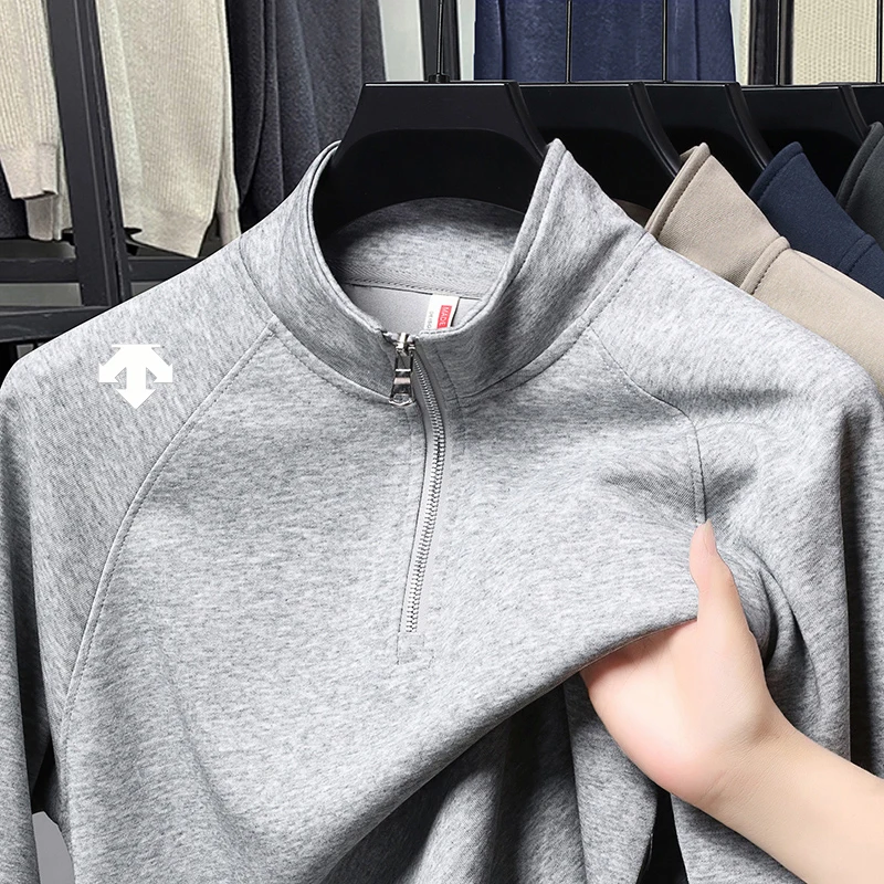 العلامة التجارية الفاخرة الجديدة للرجال نصف سستة الوقوف طوق هوديي المبيعات الساخنة الخريف طباعة تنفس كم طويل موضة ملابس رجالية غير رسمية #5