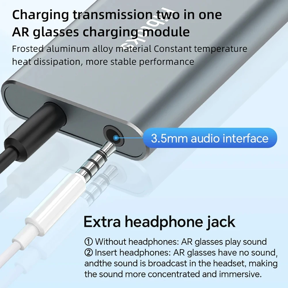 Hibloks AR Ladetriebemodul Datenkabel Typ C für XREAL Nreal Air Rokid Brille für Thunderbird Air 1S Zubehör – Detail 3