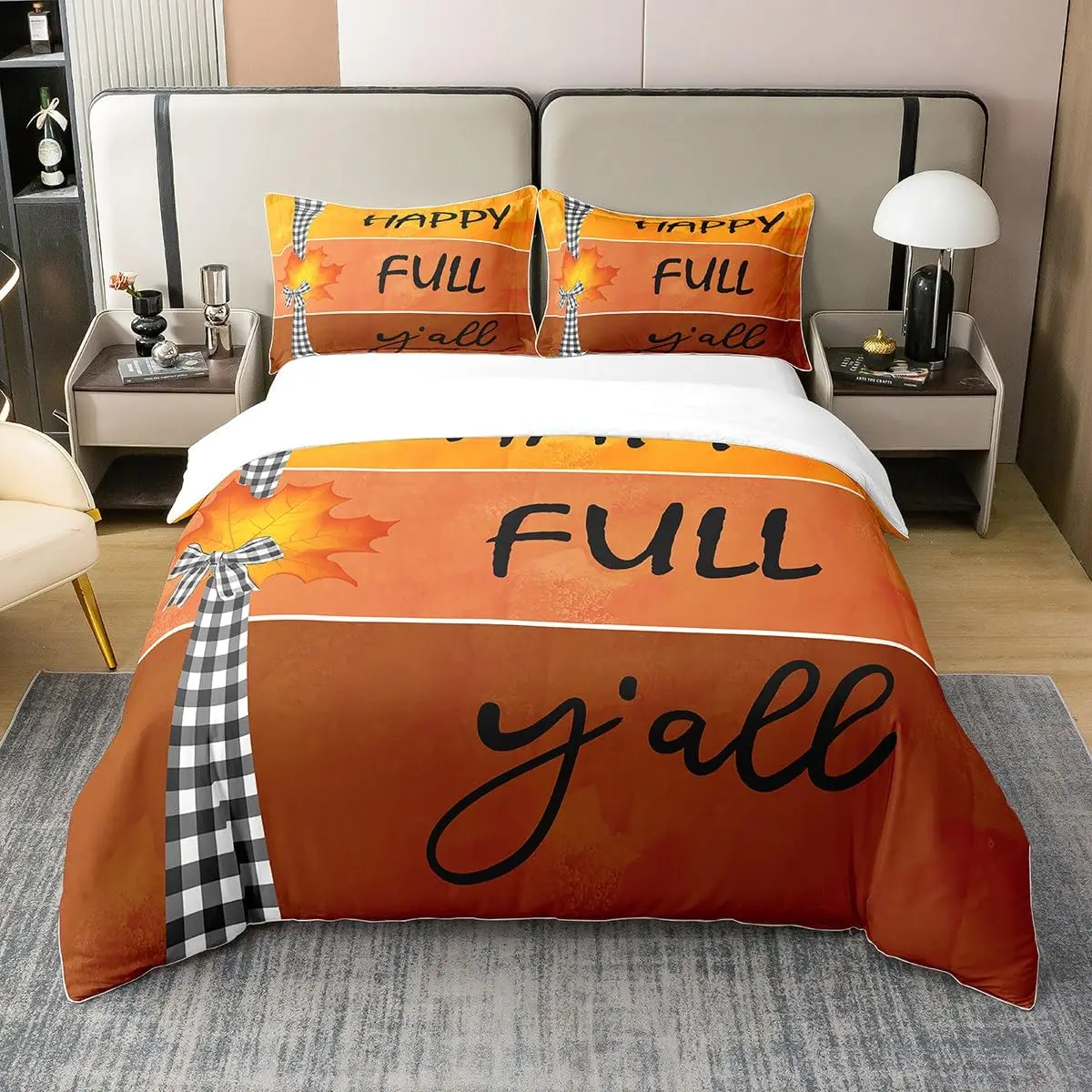 

Fall Harvest Pumpkin Duvet Cover Kids, Bedding Set Comforter Cover with Pillowcases Room Decor Quilt Cover for Kids Teens Adult