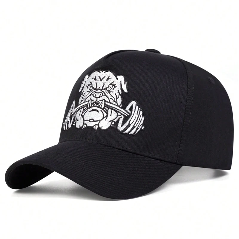 Unisex Bulldog dumbbells Embroidery Baseball Caps Spring Autumn Outdoor Adjustable Casual Hats Sunscreen Hat