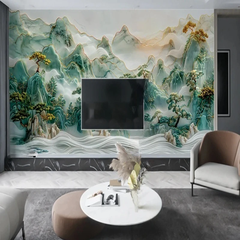 Chinese Style Landscape Nature Murals Wall Art Traditional Oriental Decorative Painting for Home Office Background Wall Covering