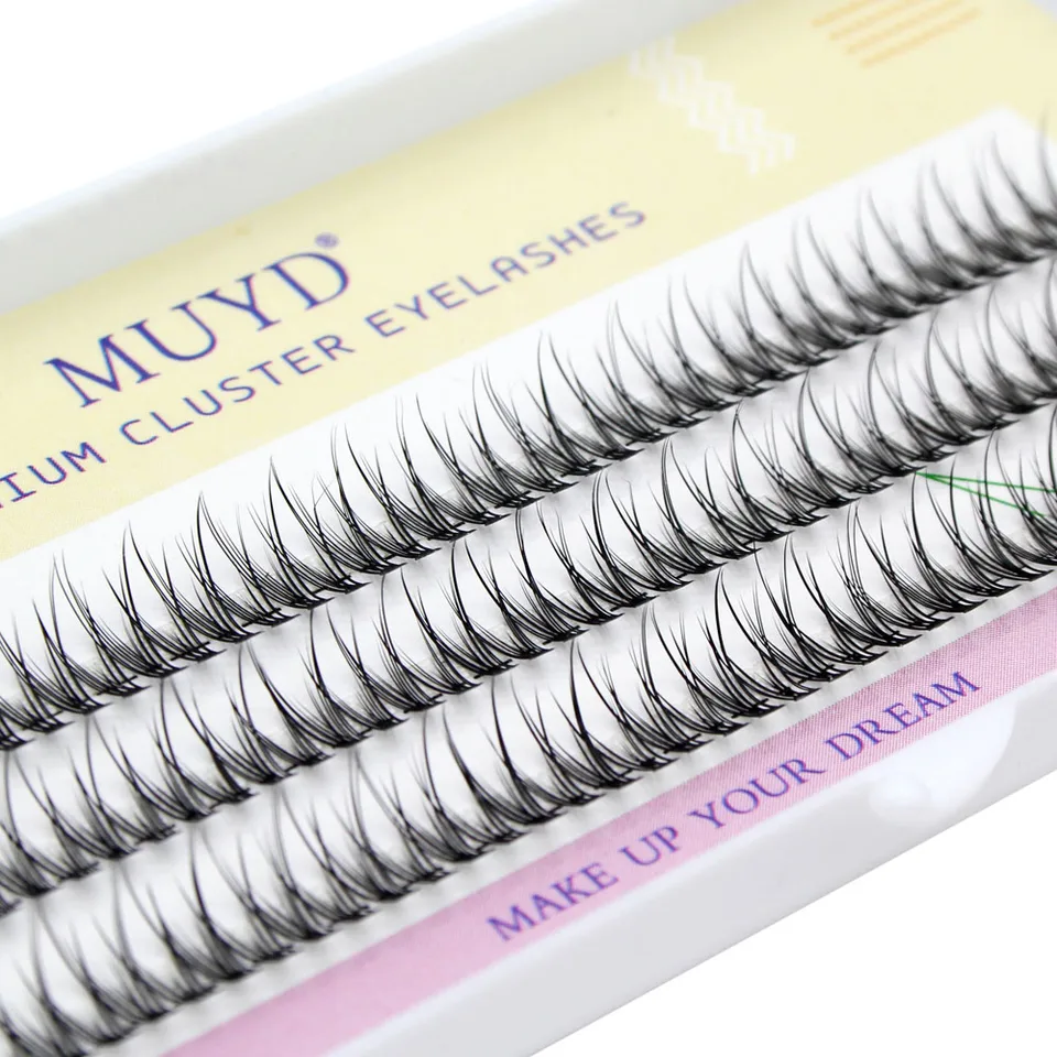 Extensiones de pestañas DIY agrupadas, segmentadas en cola de milano, volumen 3D, esponjosas, naturales, postizas, paquete individual 2