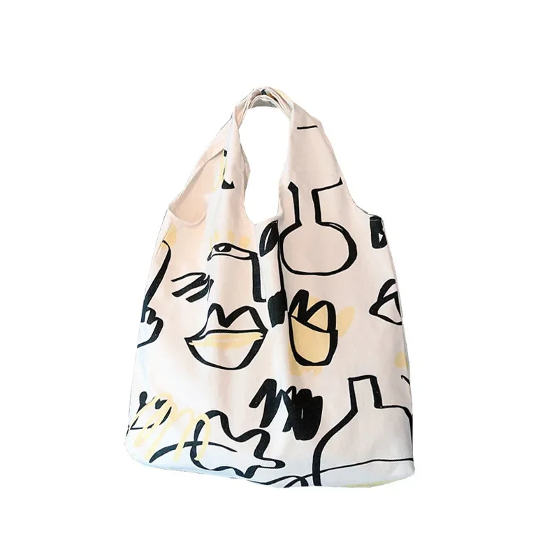 Ins Simple Graffiti Line Shoulder Canvas Bag Shopping Bag Female Student Cloth Bag