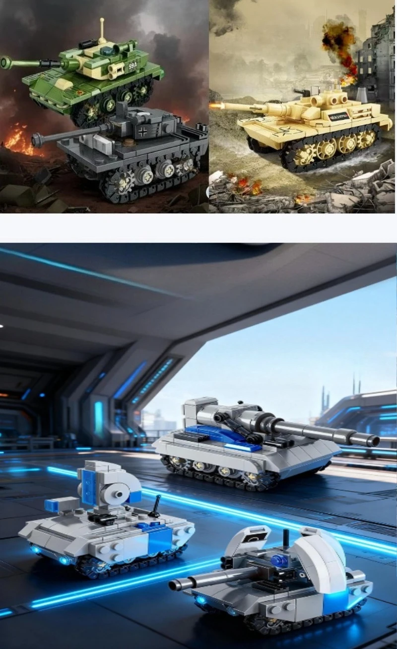 

Children's Intelligence Military Base Science Fiction Tank Building Block Assembly Model Toy Set Prizes Holiday Gifts