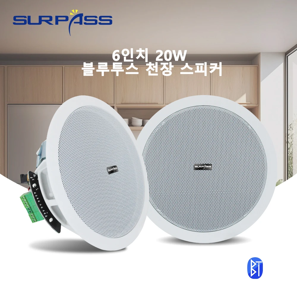 6 Inch 20W speaker audience Iphone connection Bluetooth ceiling speakers MoistureResistant Home AudioSystem for HomeOffice Hotel