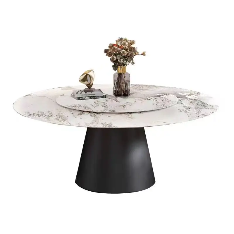 # Nordic Modern Round Dining Table Set with Bamboo Panel and Marble Finish  for Home Office Hotel or Living Room Use