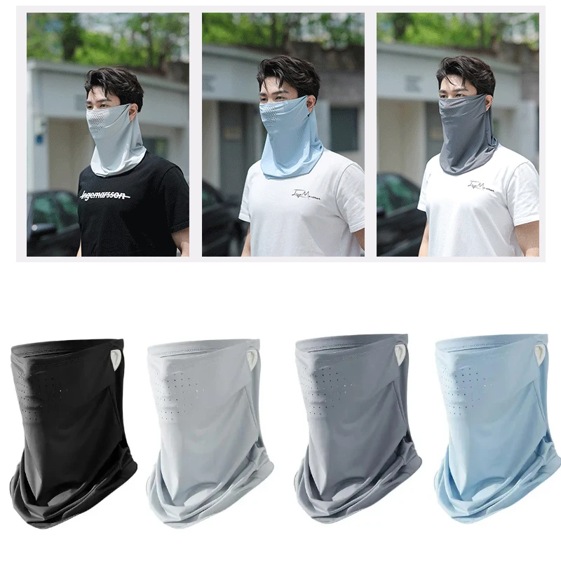 

2PCS UV Protection Outdoor Ice Silk Mask Highly Effective Heat Insulation Neck Scarf Highly Stretchable Fabric Sun Protection