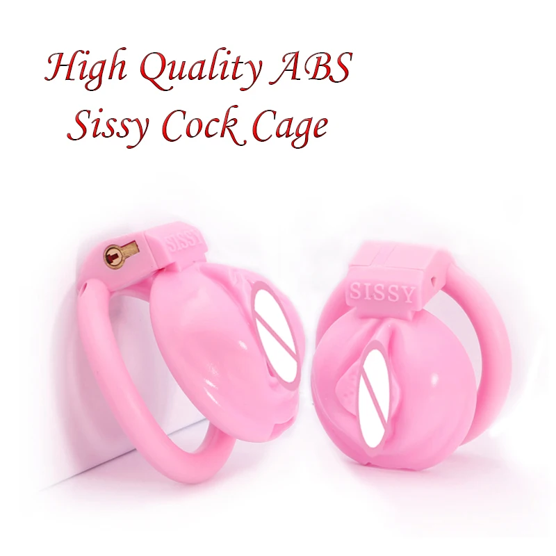 2023 New Male Sissy Pink Pussy Chastity Device & 4 Sizes Penis Rings,Small Cock Cage,Erotic BDSM Bondage Sextoys For Man Gay 18+